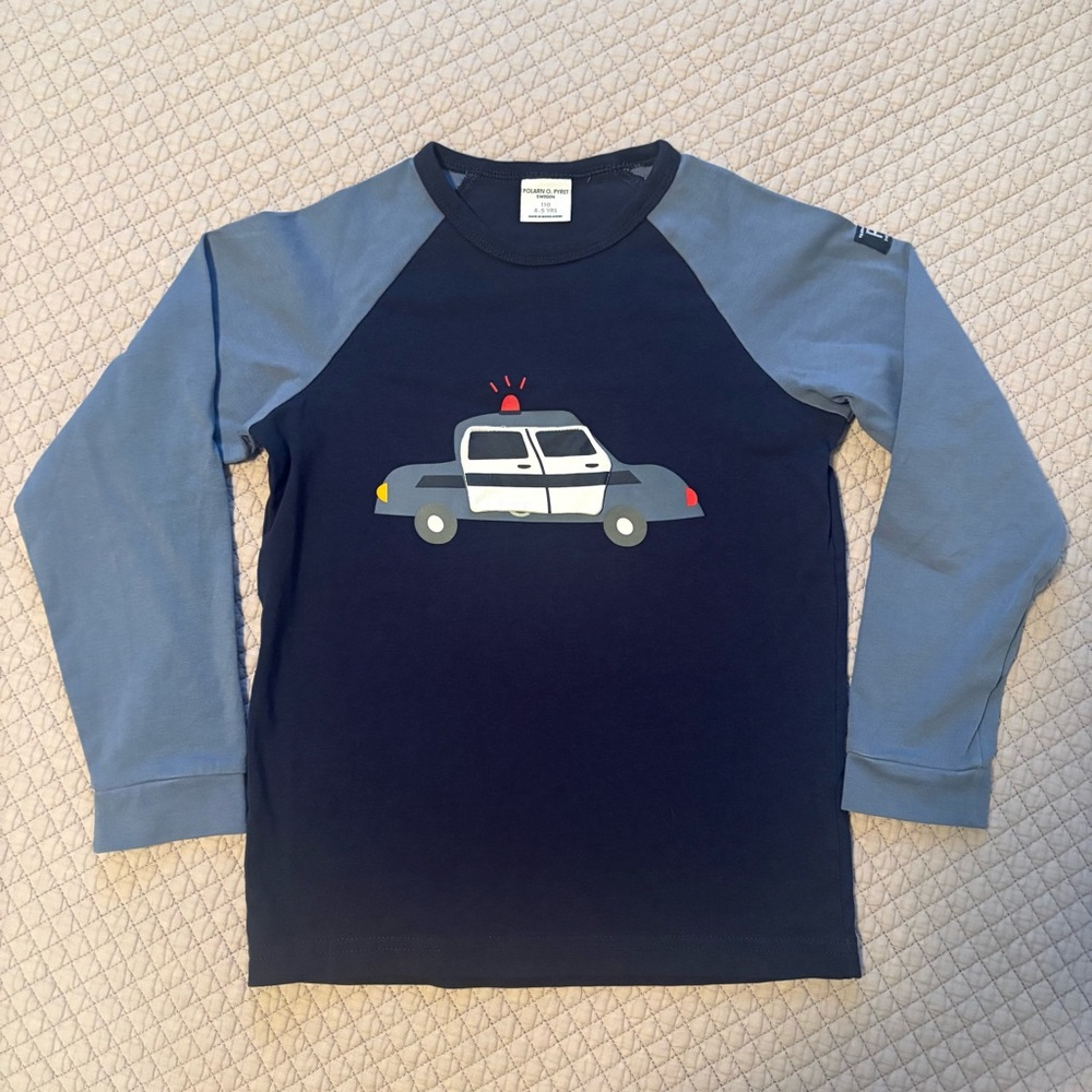 Polarn O. Pyret Blue Police Car Graphic Shirt